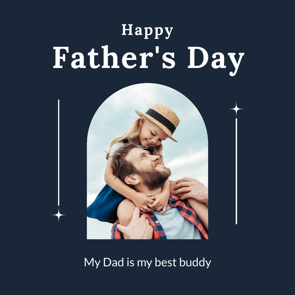 Cute Daughter with Dad on Father's Day Instagram Modelo de Design