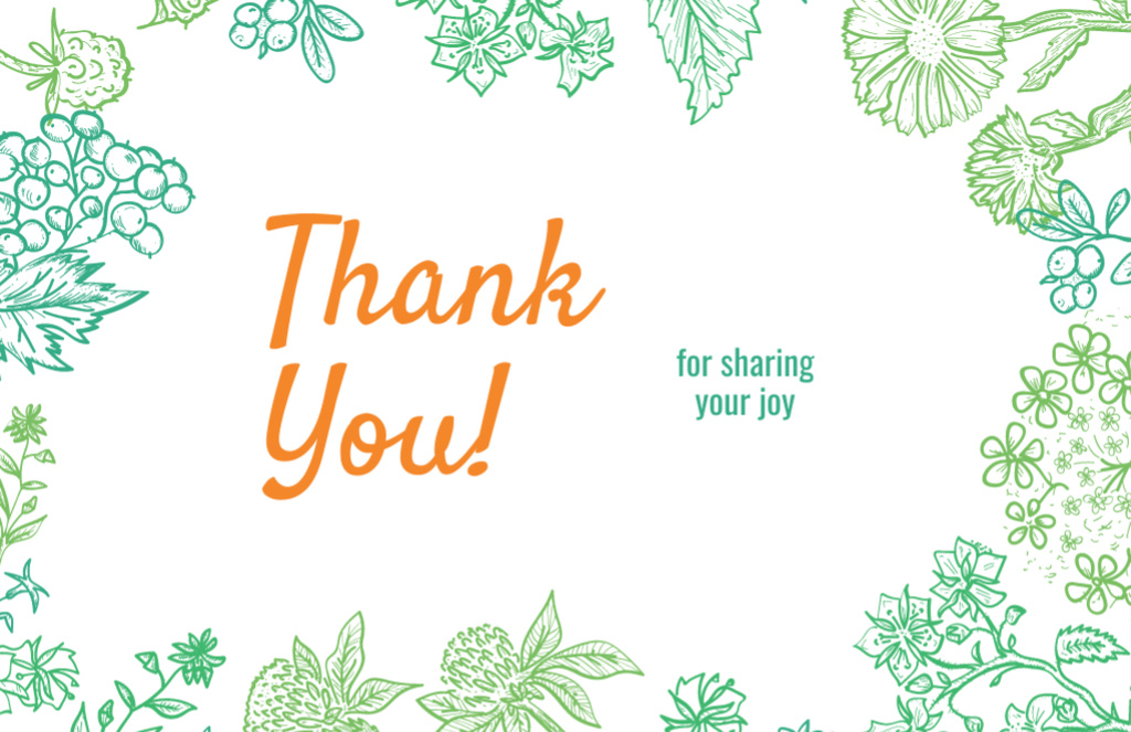 Ontwerpsjabloon van Thank You Card 5.5x8.5in van Recognition Note with Green Flowers