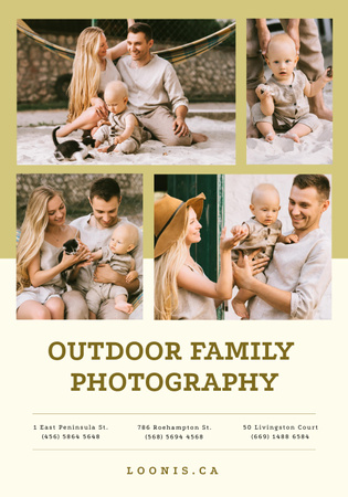 Plantilla de diseño de Photo Session Offer with Happy Family with Baby Poster 28x40in 