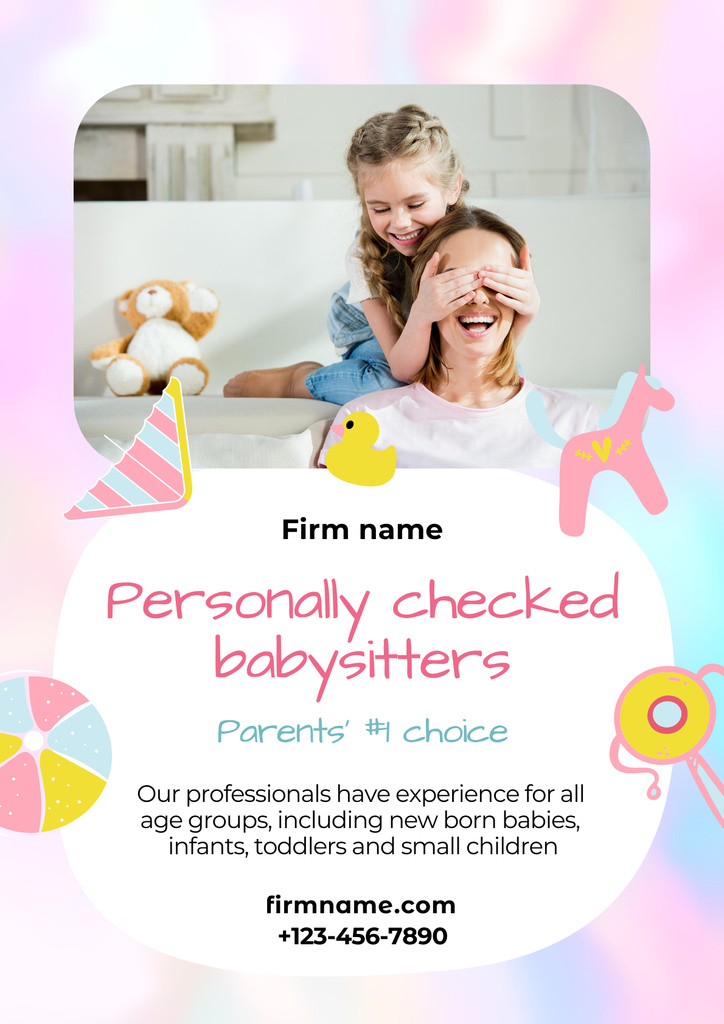 Designvorlage Babysitting Services Offer für Poster