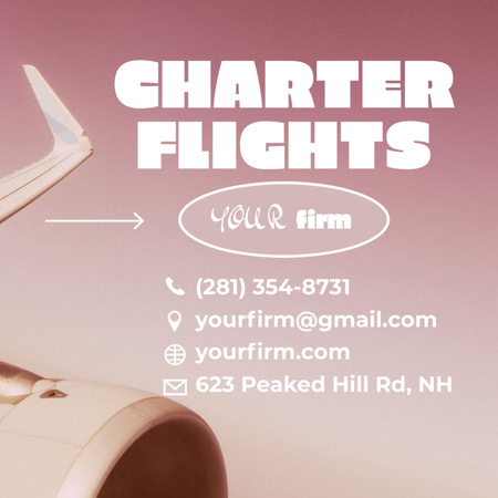 Charter Flights Services Offer Square 65x65mm Design Template
