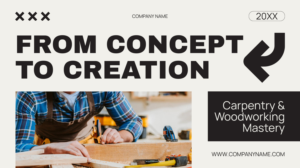 Carpentry and Woodworking Services Concepts Proposition Presentation Wide Πρότυπο σχεδίασης