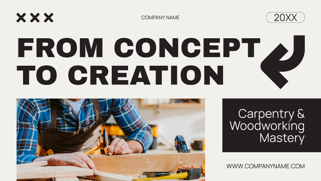 Carpentry and Woodworking Services Concepts Proposition Presentation Wideデザインテンプレート