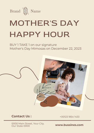 Special Offer on Mother's Day with Cute Family Poster Design Template