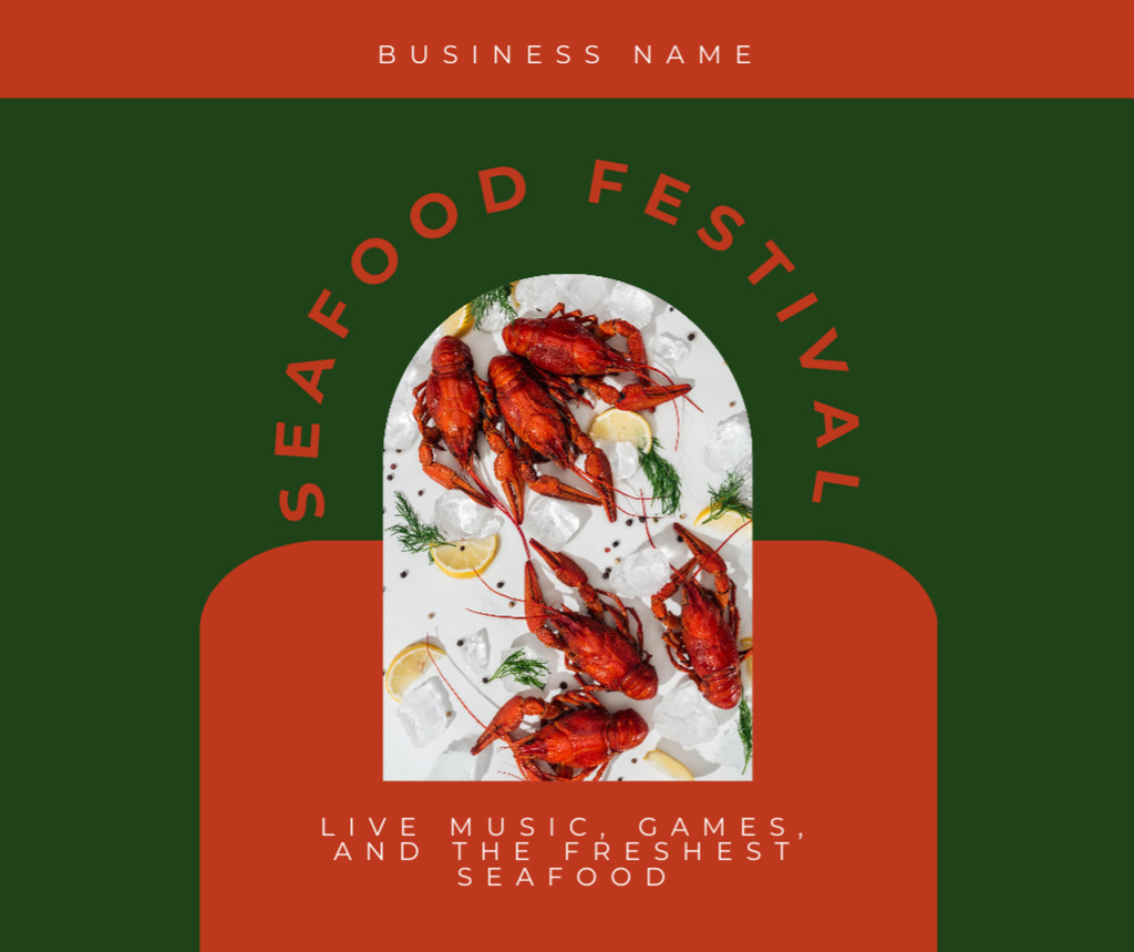 Seafood Festival Announcement with Lobsters Facebook Design Template