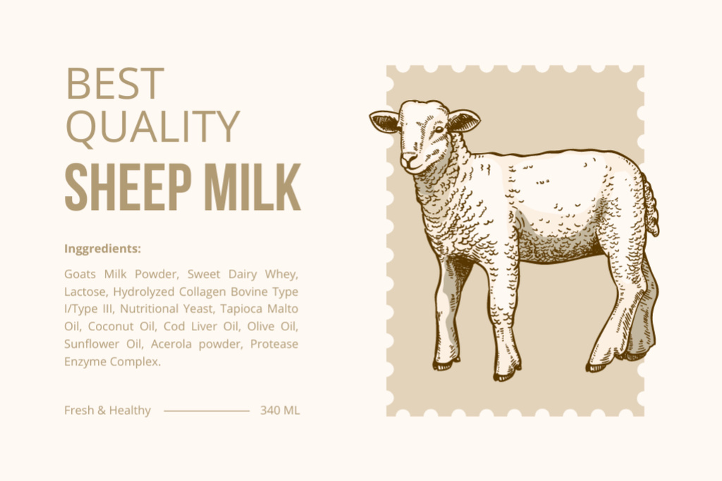 Szablon projektu Sheep Milk Offer on Beige Label