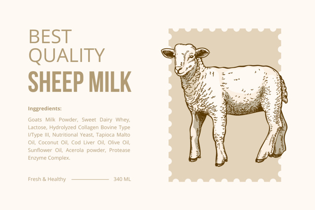 Ontwerpsjabloon van Label van Sheep Milk Offer on Beige
