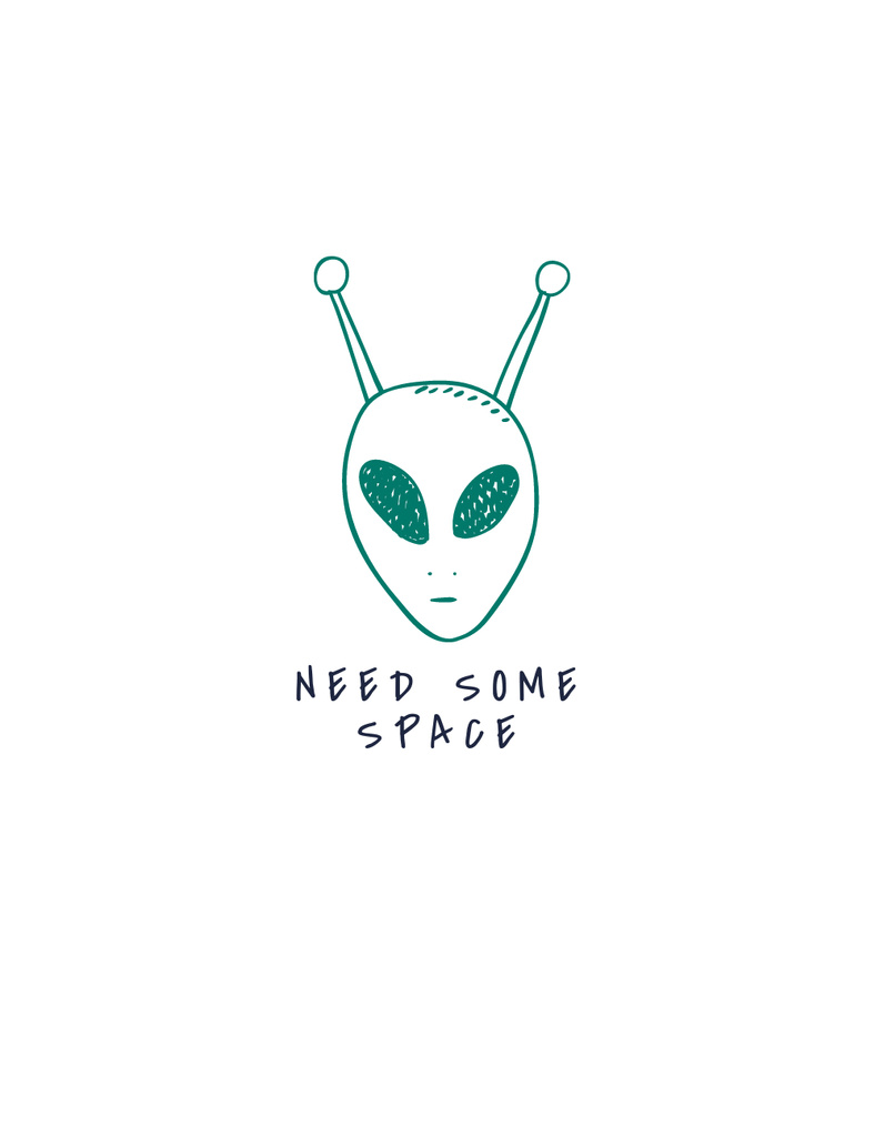 Cute Illustration of Alien T-Shirt Design Template
