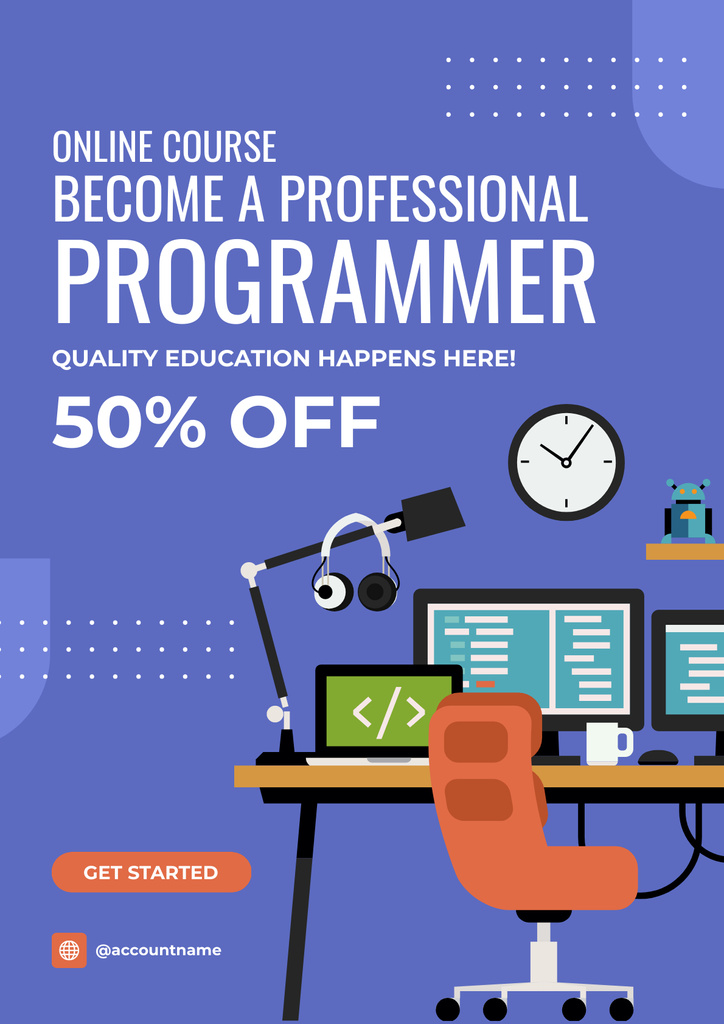 Plantilla de diseño de Online Course for Professional Programmers Poster 