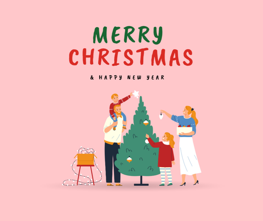 Christmas Inspiration with Festive Ball on Tree Facebook Modelo de Design
