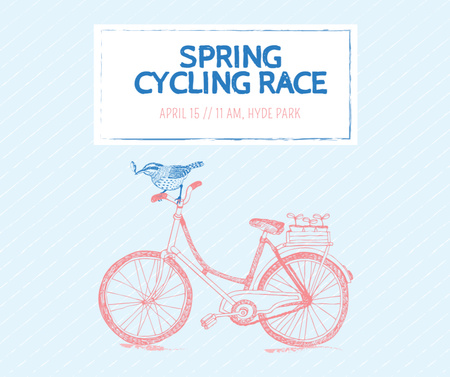 Plantilla de diseño de Anuncio de carrera ciclista de primavera en azul claro Facebook 