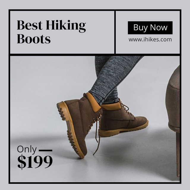 Brown Hiking Boots Offer Instagram Tasarım Şablonu