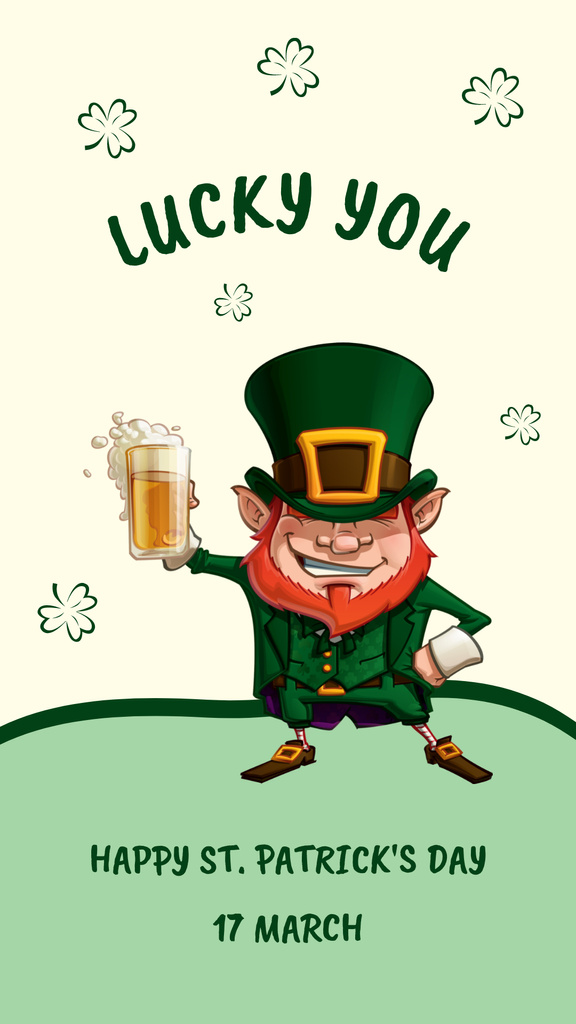Holiday Wishes for St. Patrick's Day With Lovely Leprechaun Instagram Story Design Template