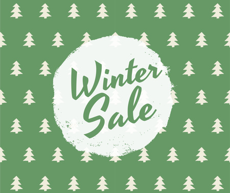 Winter Sale Announcement with Trees Pattern Facebook Design Template