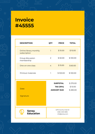 Education Center Services Offer Invoice Design Template