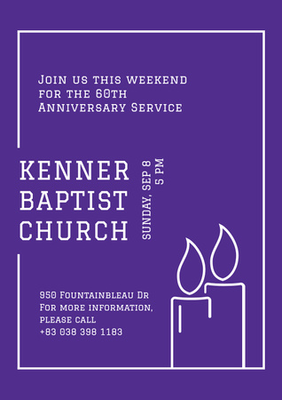 Ontwerpsjabloon van Poster van kerkuitnodiging met kaarsen in beeld