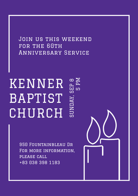 Template di design Church Invitation with Candles in Frame Poster