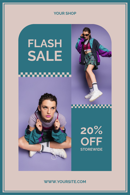 Modèle de visuel Fashion Flash Sale Ad Layout with Photo - Pinterest