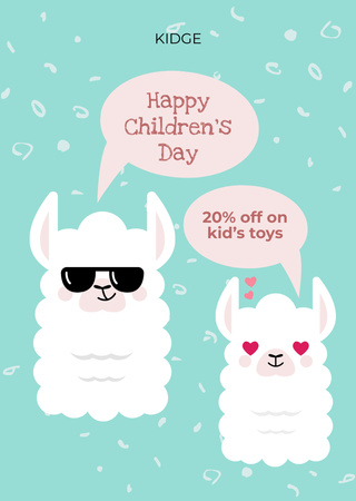 Children's Day Greeting With Toys Sale Offer Postcard A6 Vertical Design Template