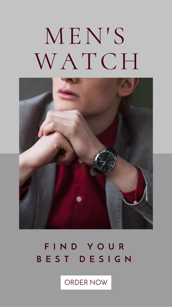 Male Wrist Watches Sale Ad with Businessman Instagram Story Design Template