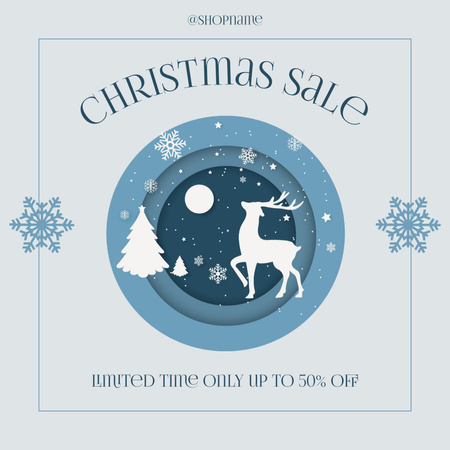 Christmas Sale Announcement with Reindeer Instagram Design Template