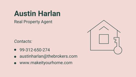 Designvorlage Real Property Agent Services Offer in Pink für Business Card US