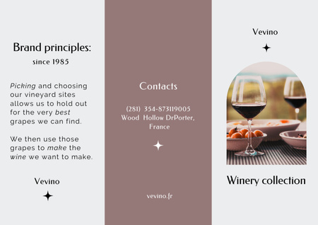 Fancy Wine Tasting Announcement with Wineglasses and Snacks Brochure Design Template