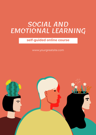 Designvorlage Anzeige für Kurse zum sozialen und emotionalen Lernen mit kreativer Illustration für Postcard 5x7in Vertical