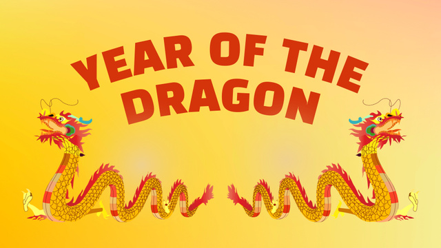 Happy New Year of the Dragon FB event cover Modelo de Design