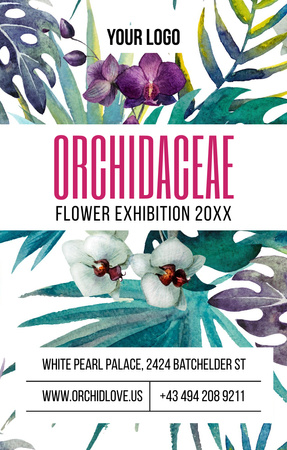 Orchid flowers exhibition announcement Invitation 4.6x7.2in Design Template