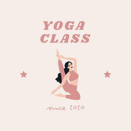Ad of Yoga Classes with Illustration of Woman Logo Design Template