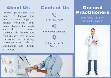 Platilla de diseño Offer of General Practitioners Services in Clinic Brochure