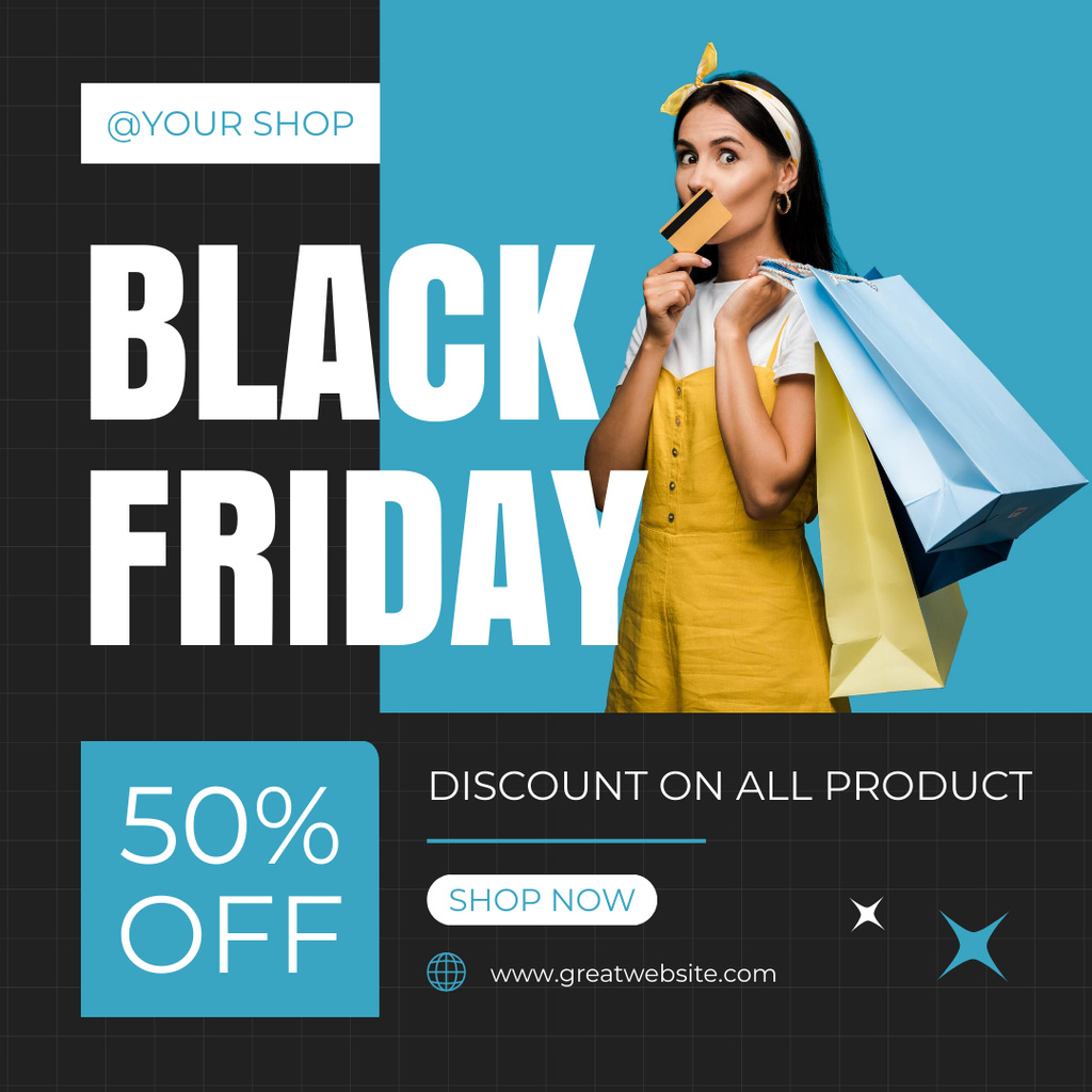 Template di design Black Friday Promotions of Fashion Shopping Instagram AD