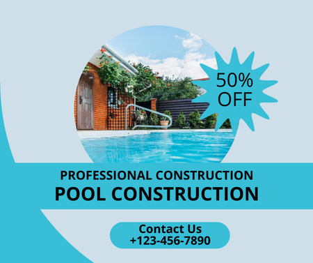 Price Off Swimming Pool Construction Facebook Design Template