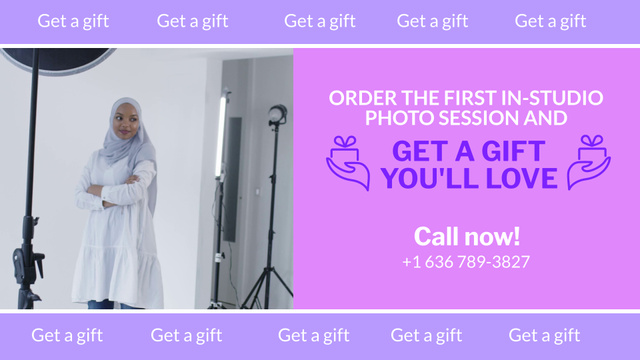 Fist Photo Session In Studio As Present Offer Full HD video Design Template