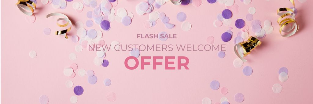 Discount offer on pink and glitter Twitter Tasarım Şablonu