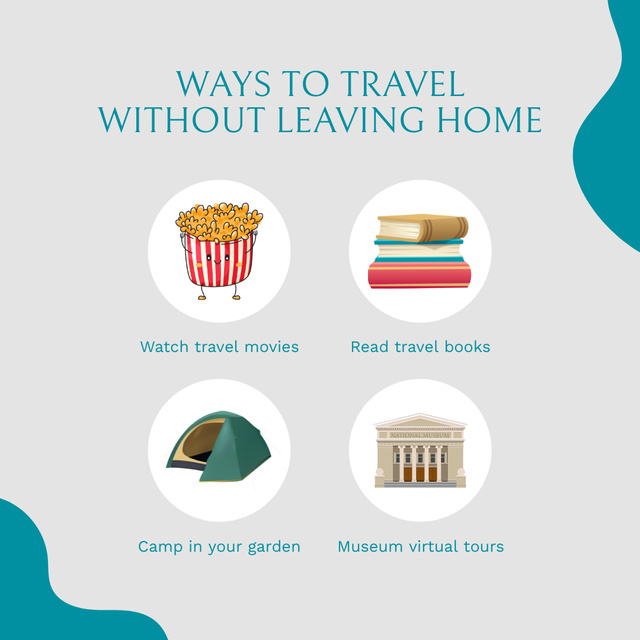 Helpful Set Of Ways To Travel From Home Instagram Design Template