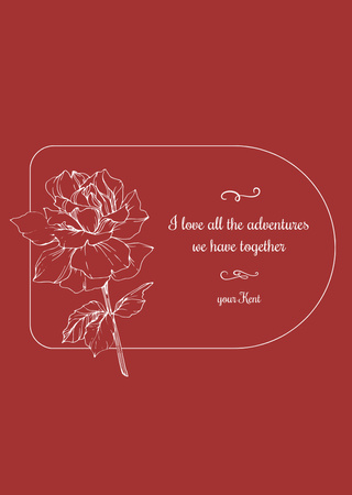 Modèle de visuel Cute Valentine's Day Holiday Greeting with Rose - Postcard A6 Vertical