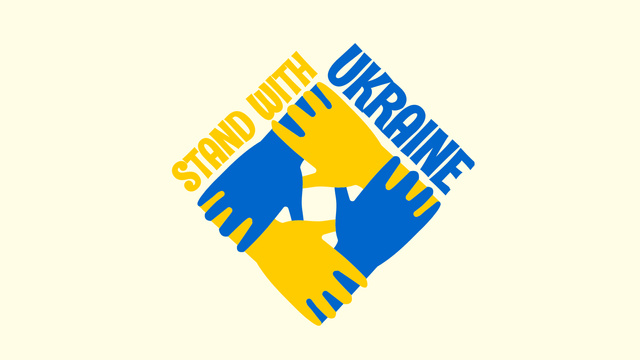Hands colored in Ukrainian Flag Colors Title 1680x945px Šablona návrhu
