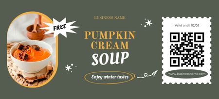 Designvorlage Free Pumpkin Cream Soup Offer für Coupon 3.75x8.25in