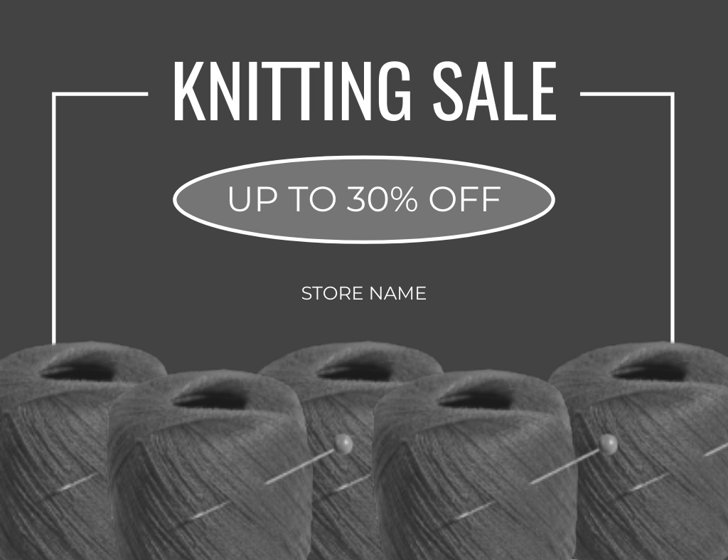 Yarn And Knitting Accessories Sale Thank You Card 5.5x4in Horizontal – шаблон для дизайну