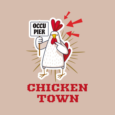 Modèle de visuel Création de logo de ville de poulet - Logo