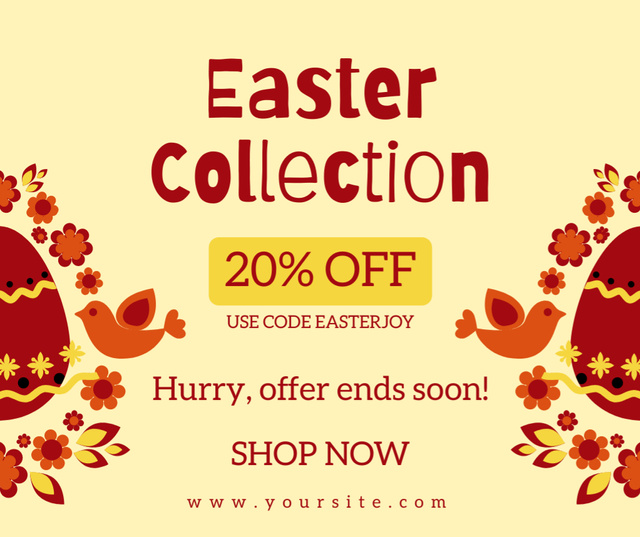 Easter Collection Promo with Bright Ornament Facebook Tasarım Şablonu