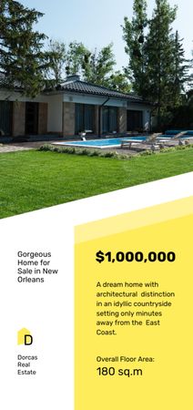 Real Estate Offer with Residential Modern House and Pool Flyer DIN Large Design Template