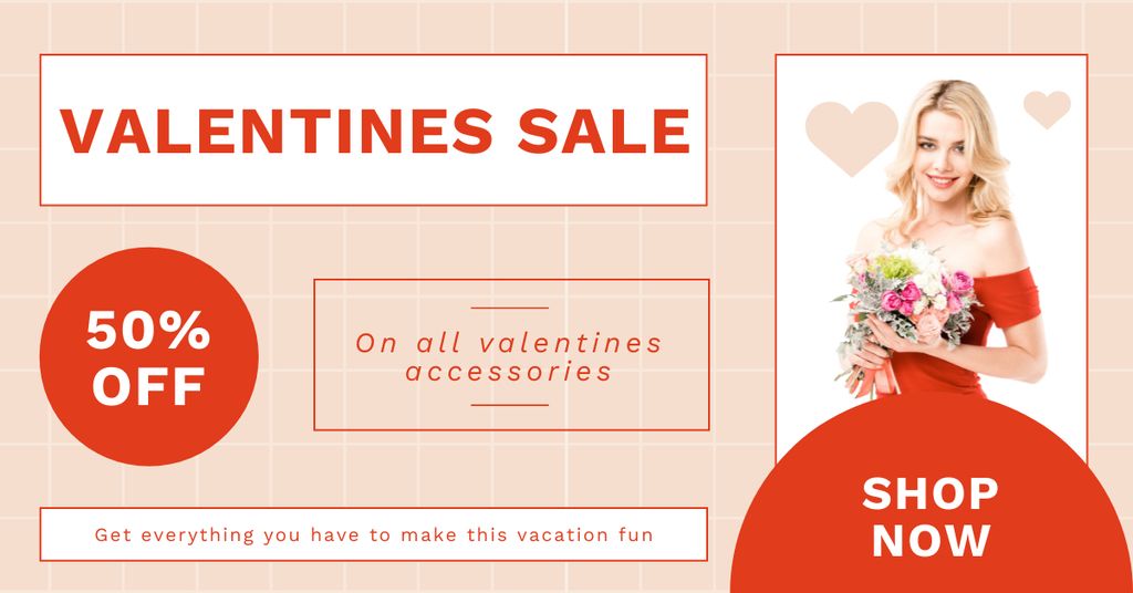 Valentine's Day Discount on Accessories Facebook ADデザインテンプレート