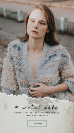 Modèle de visuel Fashion Ad with Woman in Winter Clothes - Instagram Video Story