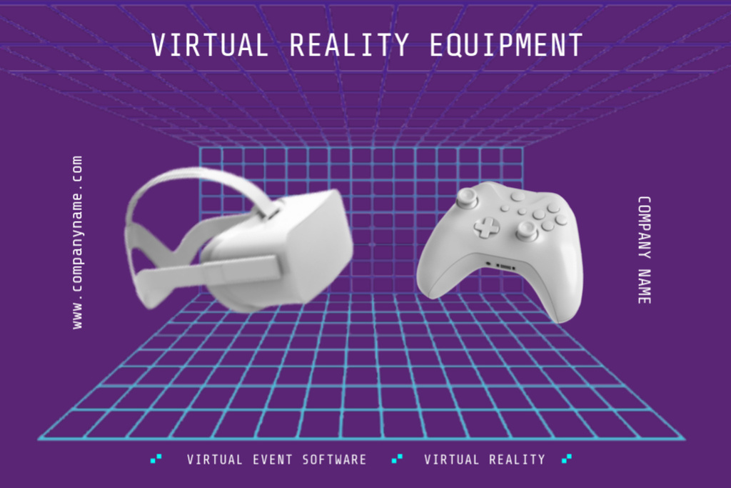 Promo of VR Gear on Purple Postcard 4x6in – шаблон для дизайна