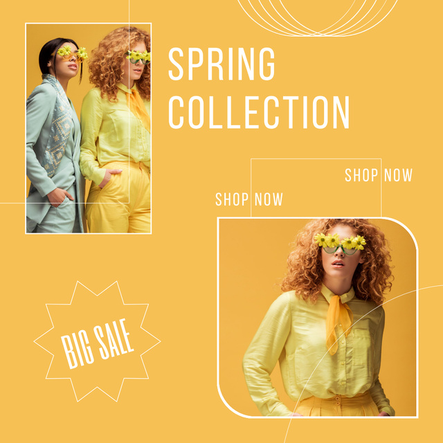 Designvorlage Spring fashion collection yellow für Instagram