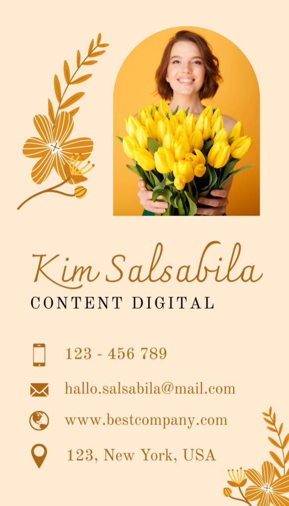 Introductory Card Digital Content Specialist Business Card US Vertical Design Template
