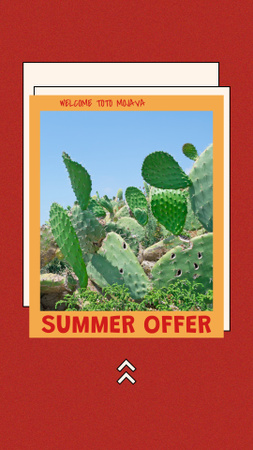 Summer Travel Offer with Cacti in Desert Instagram Story Design Template